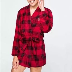 Vs pink red and black fluffy robe